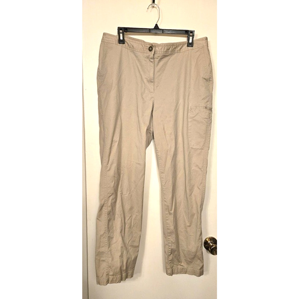 JACLYN SMITH Beige Khaki COTTON Blend Straight Pants w/ Pockets - Women's Size L